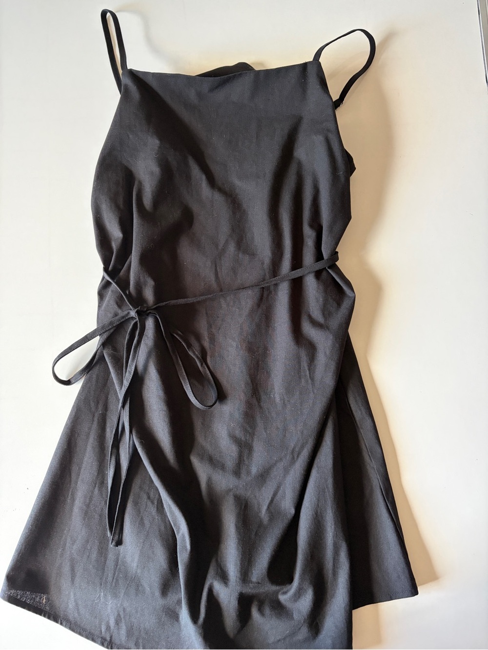 Cider Dress Women Large Black Square Neck Mini Sleeveless Wrap Ruched LBD